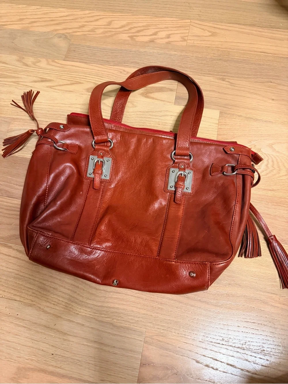 Vintage Wilson’s Leather Women's Red Leather Laptop Tote Bag - Travel / Office